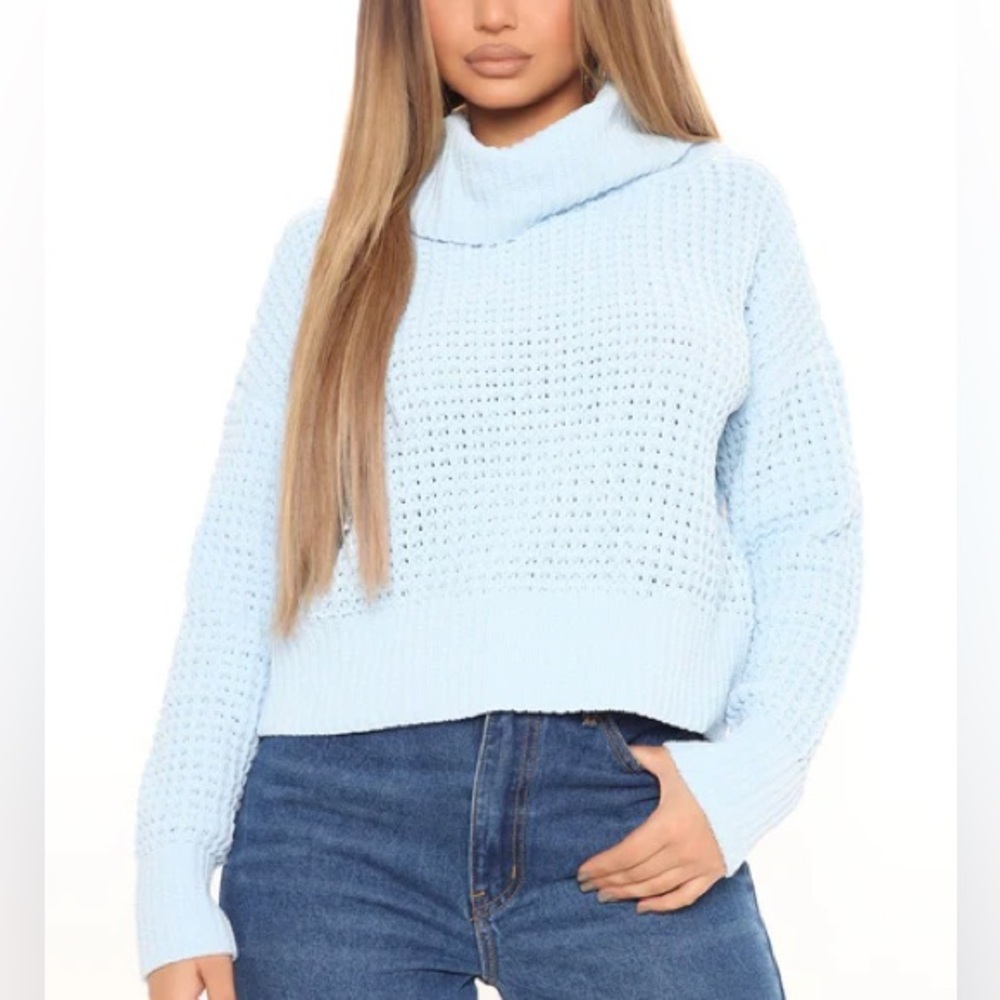 Turtleneck Sweater, Light Blue